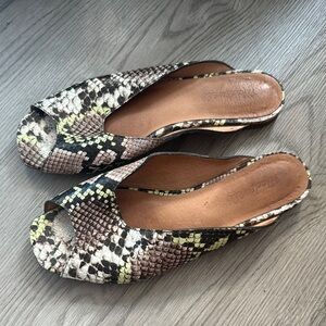 Madewell Women’s 8 Sandal, Snakeskin Peep-Toe Sandals